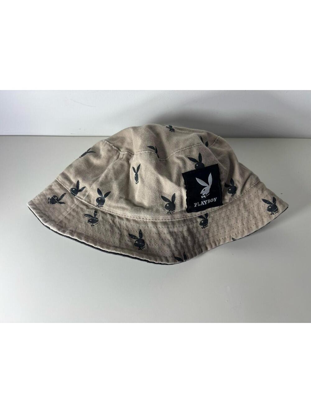 Playboy Unisex Reversible Bucket Hat One Size Tan & Black